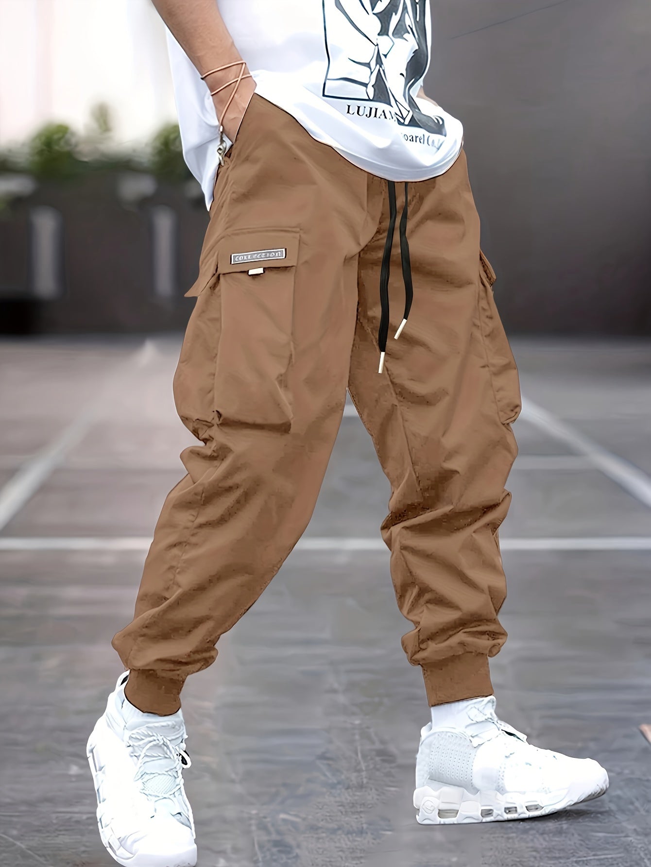 Pantaloni Cargo Uomo Tasche Multiple Vestibilità Regolare