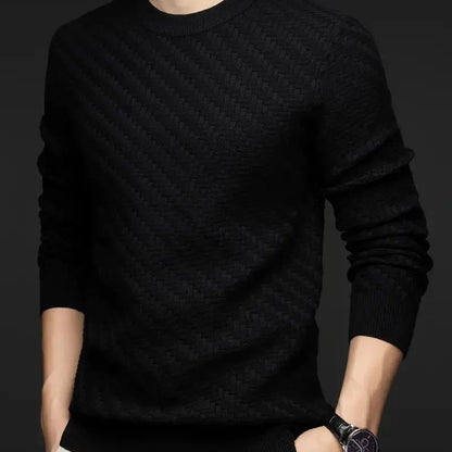 Maglione Uomo Girocollo con Motivo a Rilievo