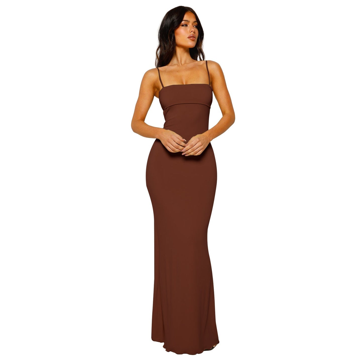 Abito Maxi Donna Scollo Quadrato Elegante