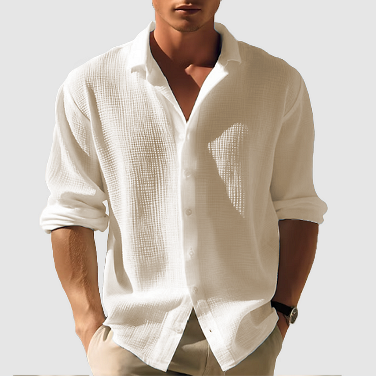 Camicia Uomo Maglia a Nido dApe Manica Lunga Casual