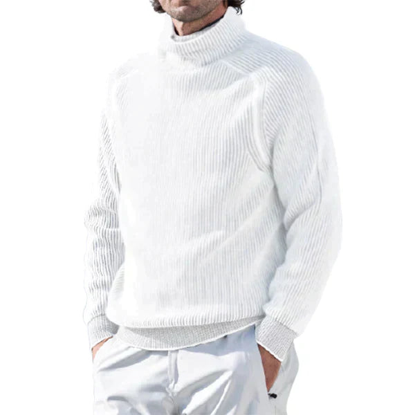 Maglione Uomo a Collo Alto con Maglia a Coste Caldo e Classico