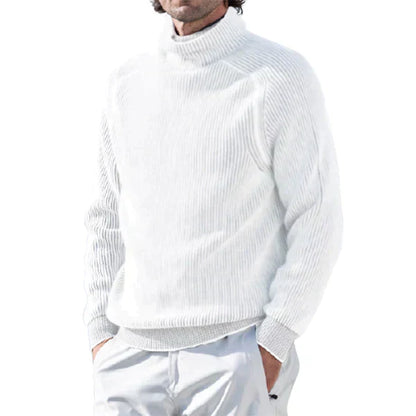 Maglione Uomo a Collo Alto con Maglia a Coste Caldo e Classico