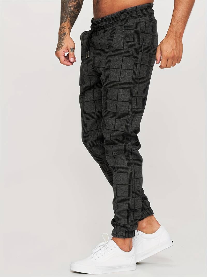 Pantaloni Jogging Uomo con Motivo a Quadri Comfort