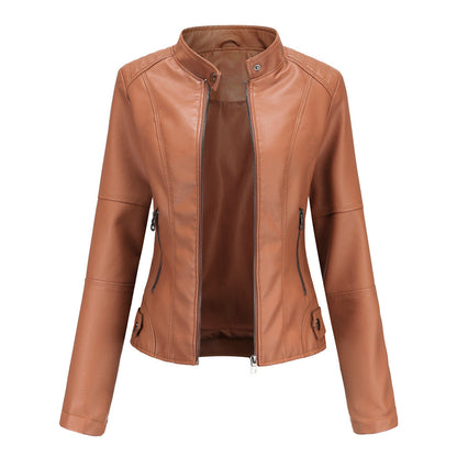 Giacca Biker Donna con Colletto a Sbuffo