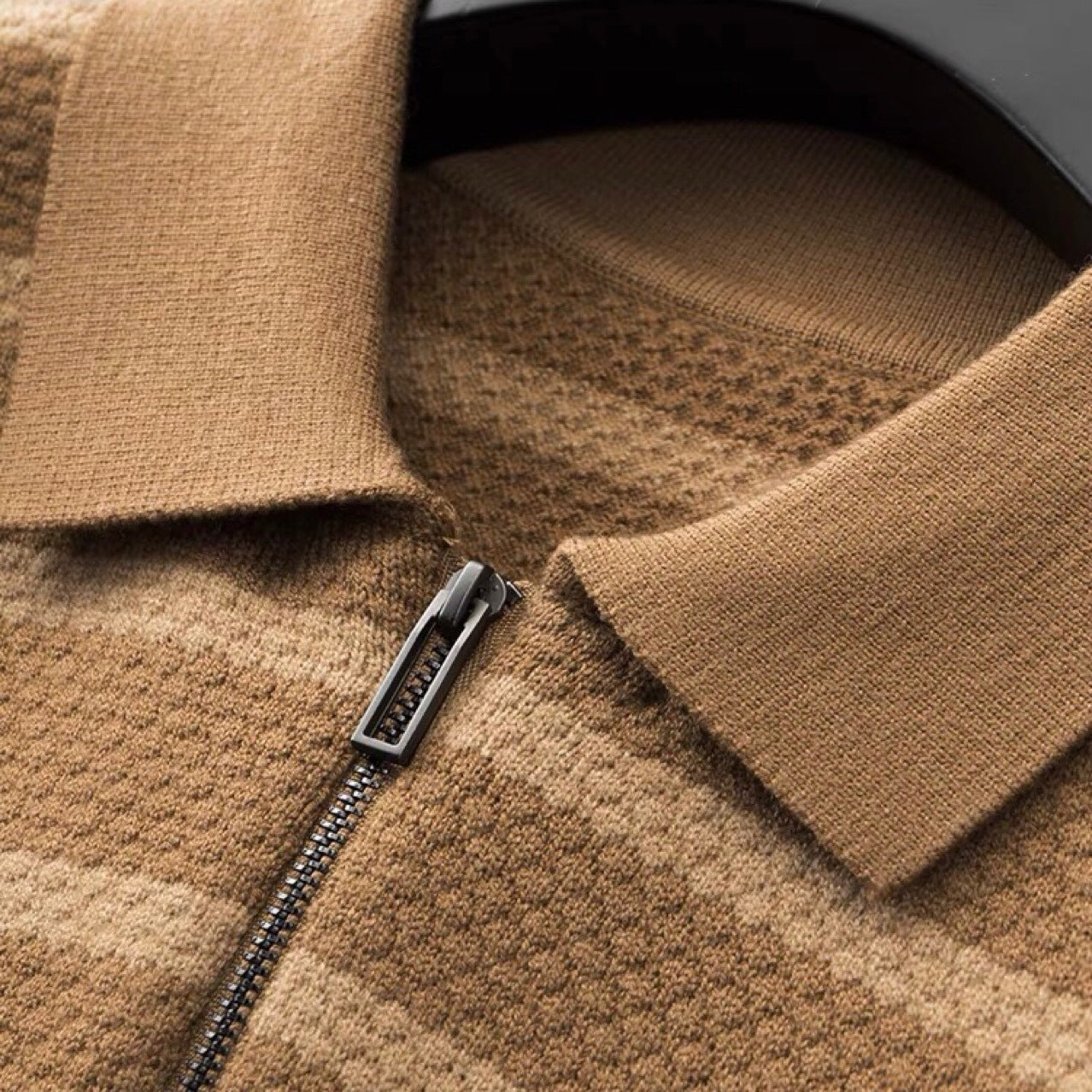Polo Uomo Maglia a Righe Mezza Zip Manica Corta