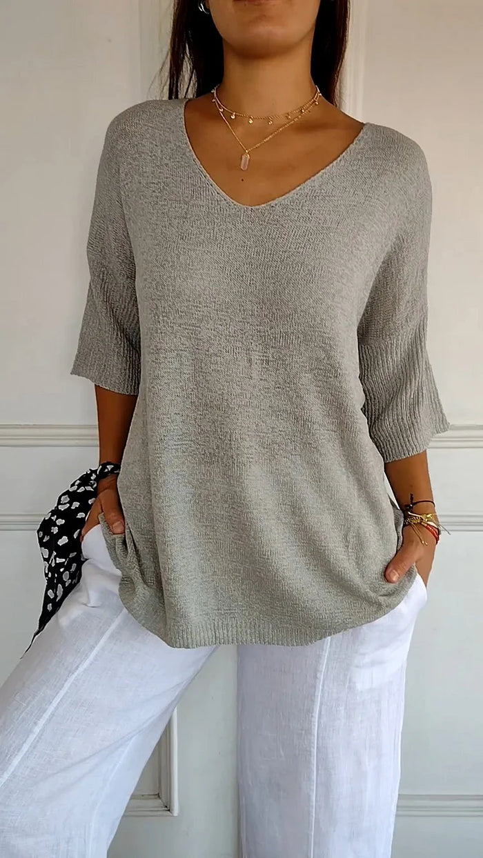 T-shirt Donna Scollo a V Manica Casual