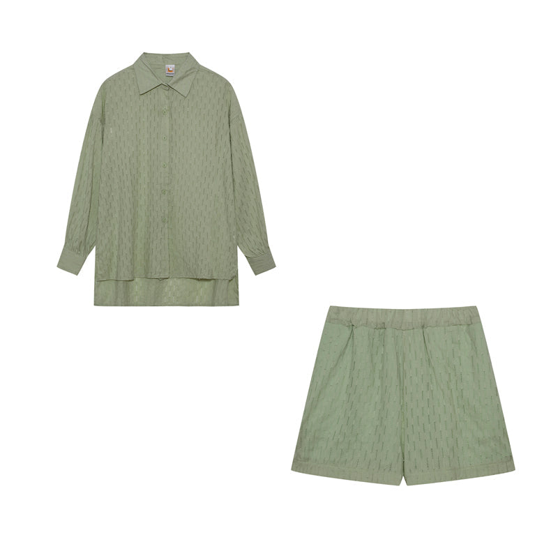 Completo Donna in Cotone Mix Blusa Oversize e Shorts