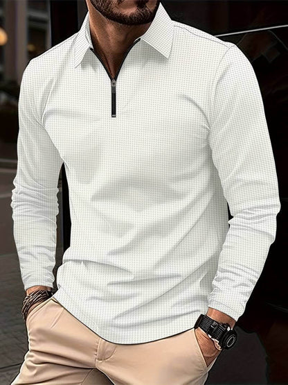 Maglia Uomo in Tessuto Waffle Manica Lunga Scollo a V