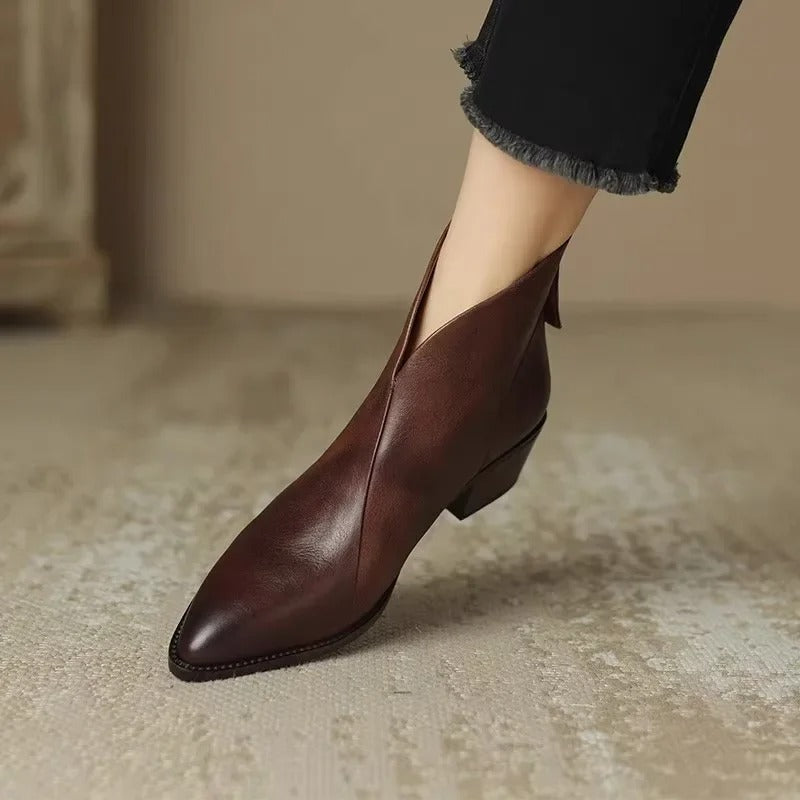 Stivaletto Donna Tacco Comodo Stile Retrò Autunnale