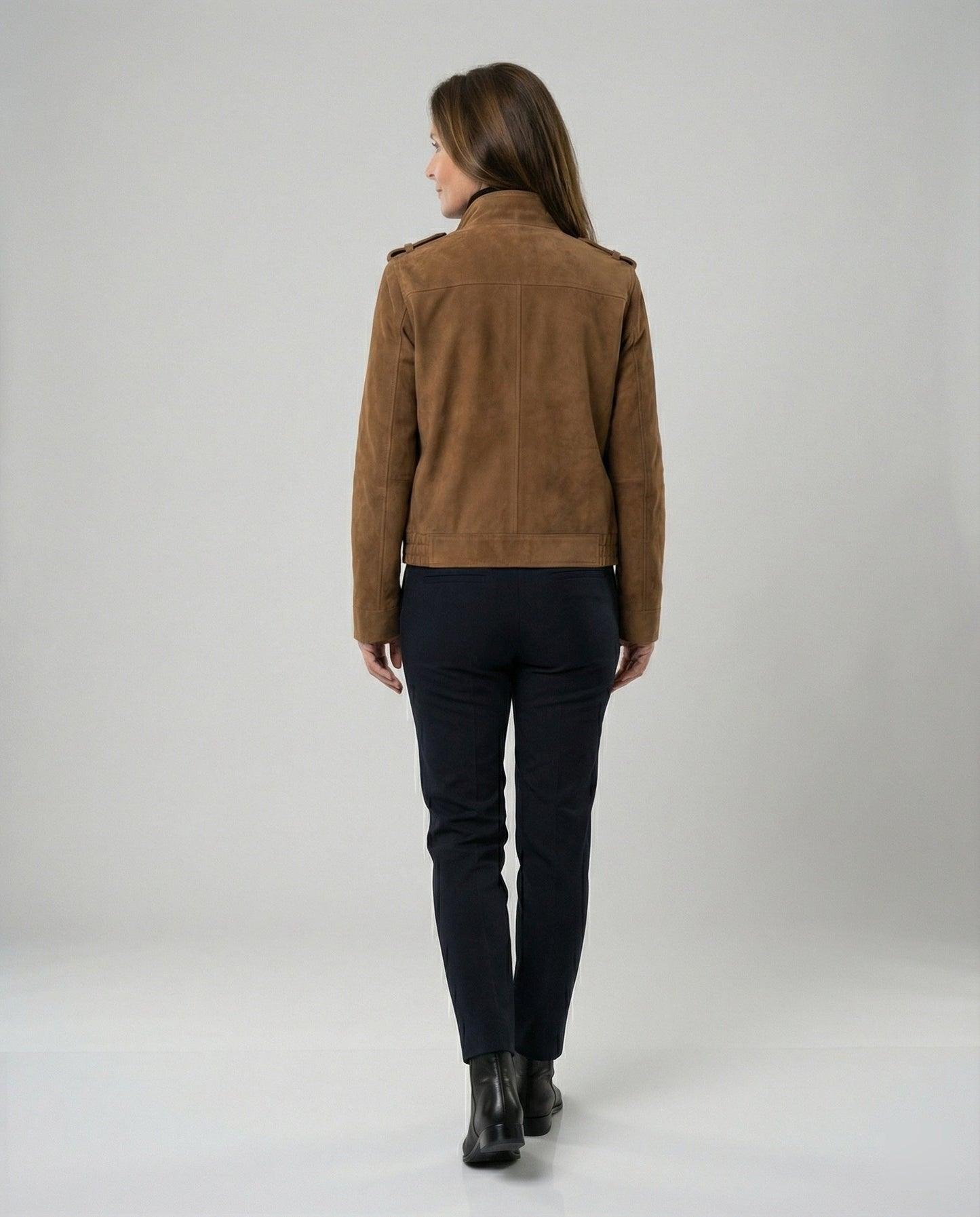 Giacca Bomber Donna in Pelle Scamosciata Casual