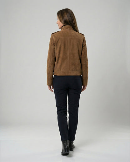 Giacca Bomber Donna in Pelle Scamosciata Casual
