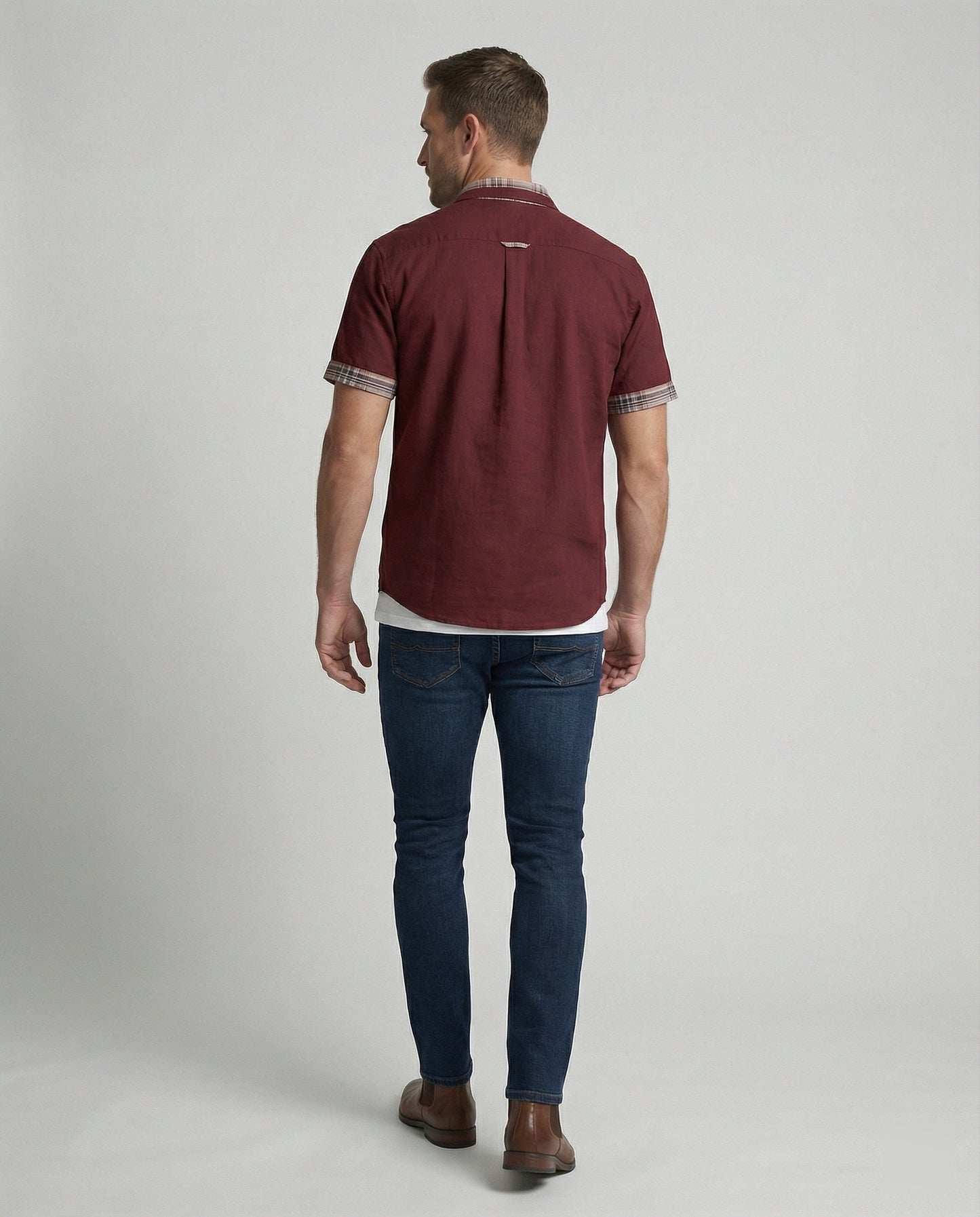 Camicia Uomo Manica Corta Fantasia Quadri Casual - Brentozzi