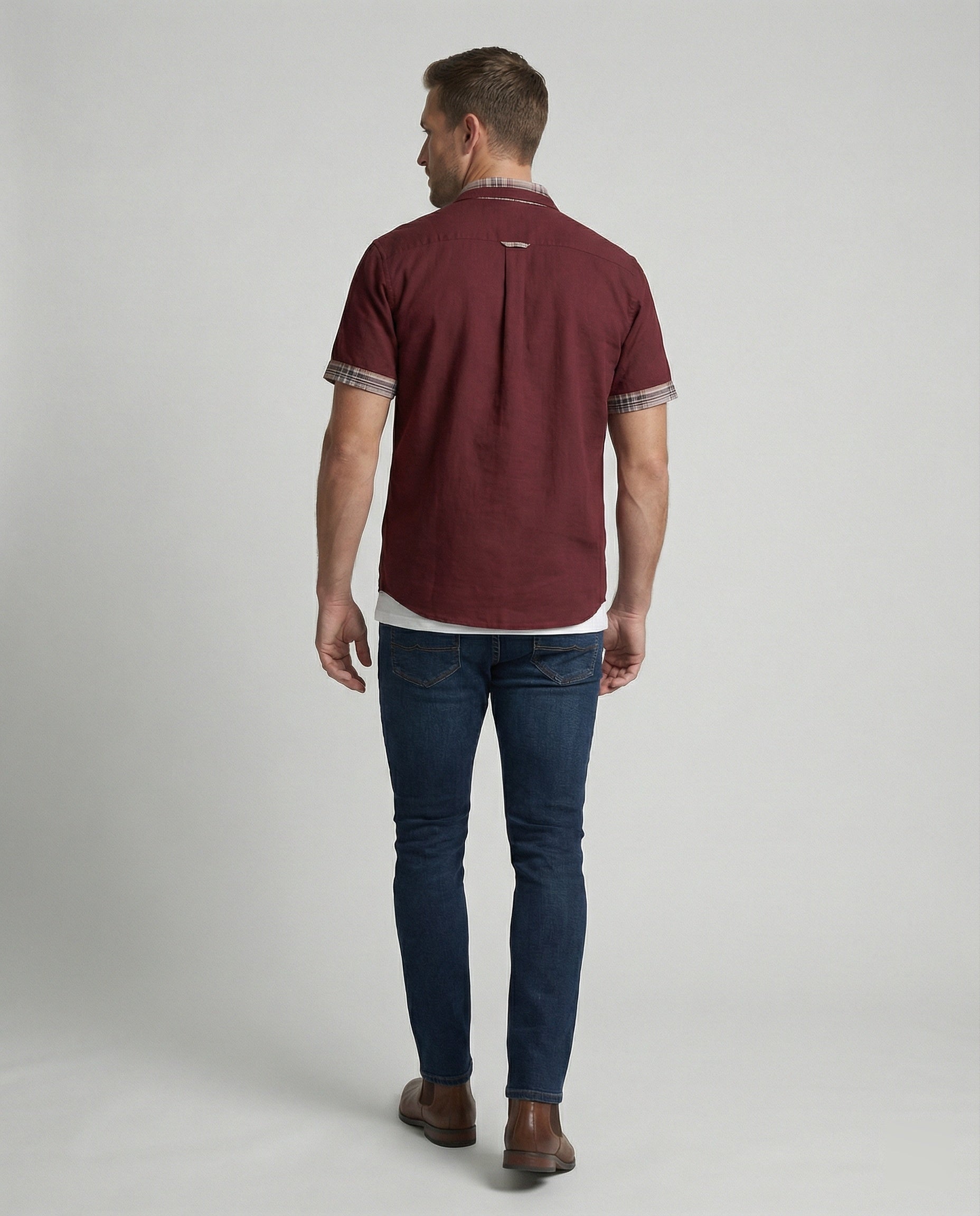 Camicia Uomo Manica Corta Fantasia Quadri Casual - Brentozzi