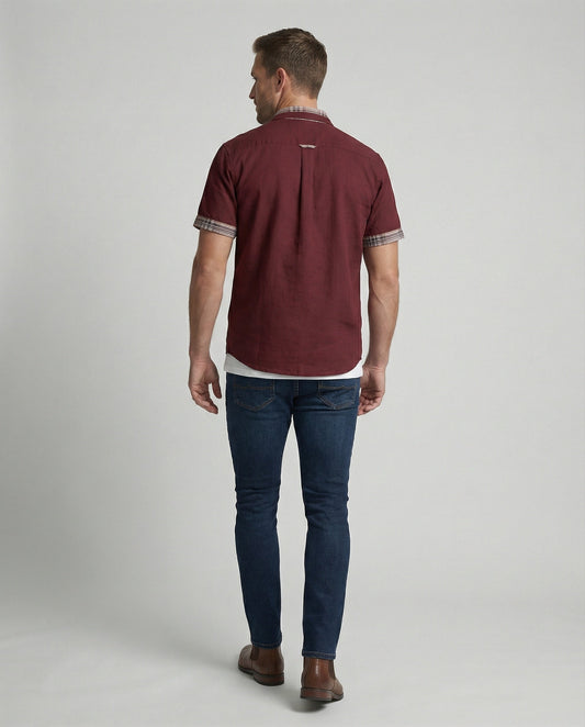 Camicia Uomo Manica Corta Fantasia Quadri Casual - Brentozzi