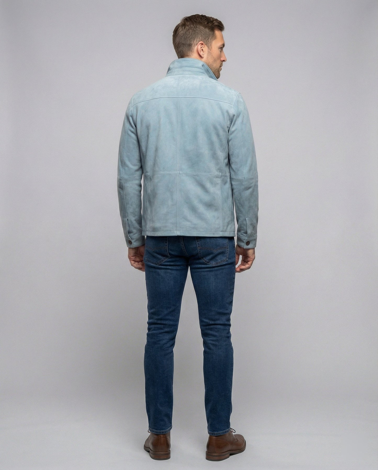 Giacca Uomo in Camoscio Casual Collo Pratico