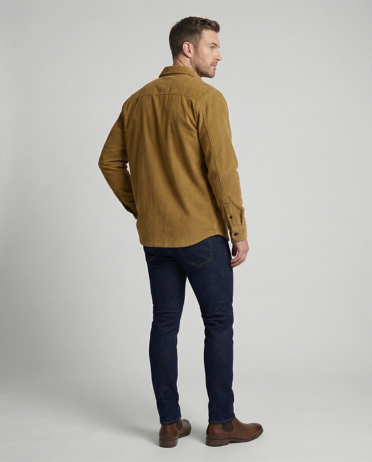 Camicia Uomo in Velluto Manica Lunga Casual