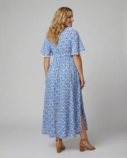Abito Maxi Donna con Dettagli Floreali