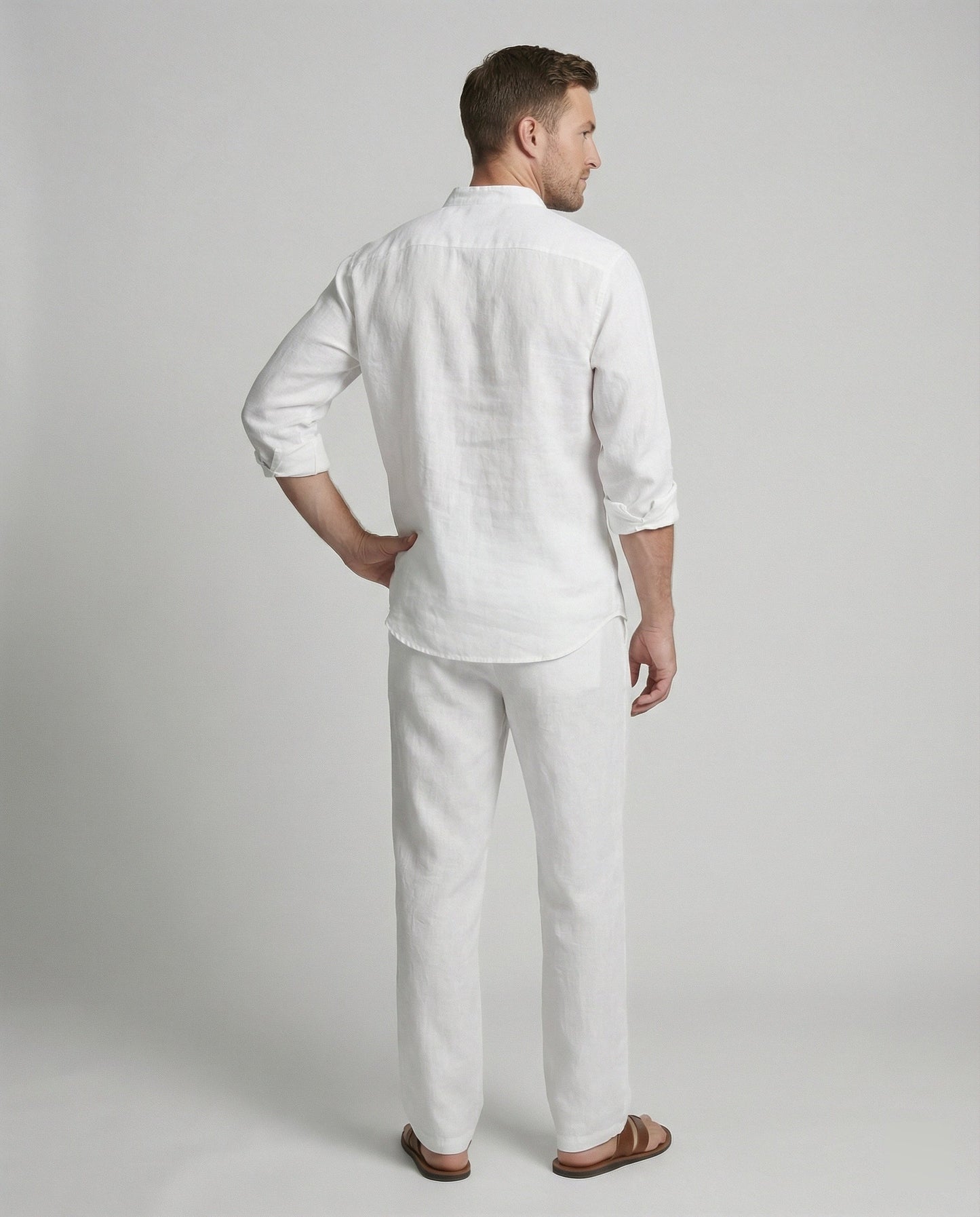 Camicia Uomo Lino Collo Classico