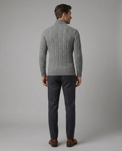 Maglione Uomo a Collo Alto in Maglia a Coste