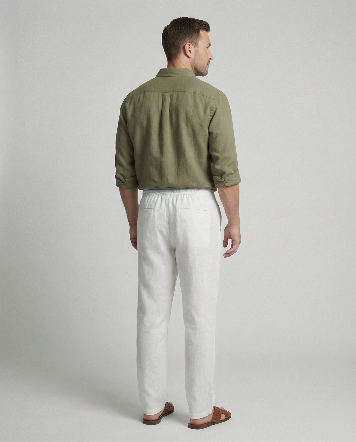 Pantaloni Lino Uomo Vestibilità Comoda