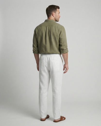 Pantaloni Lino Uomo Vestibilità Comoda