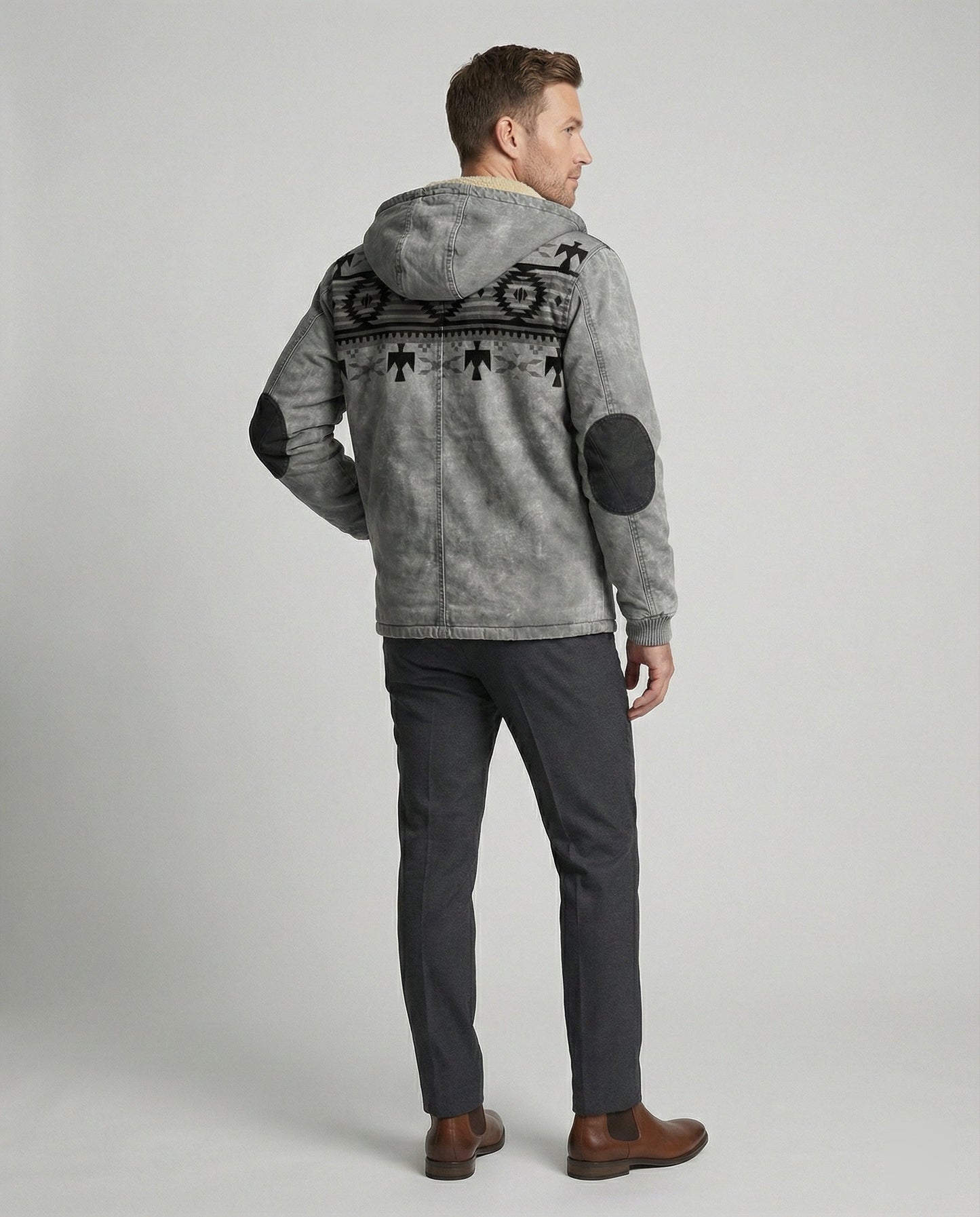 Felpa Uomo con Cappuccio Stampa Tribal Vestibilità Regolare