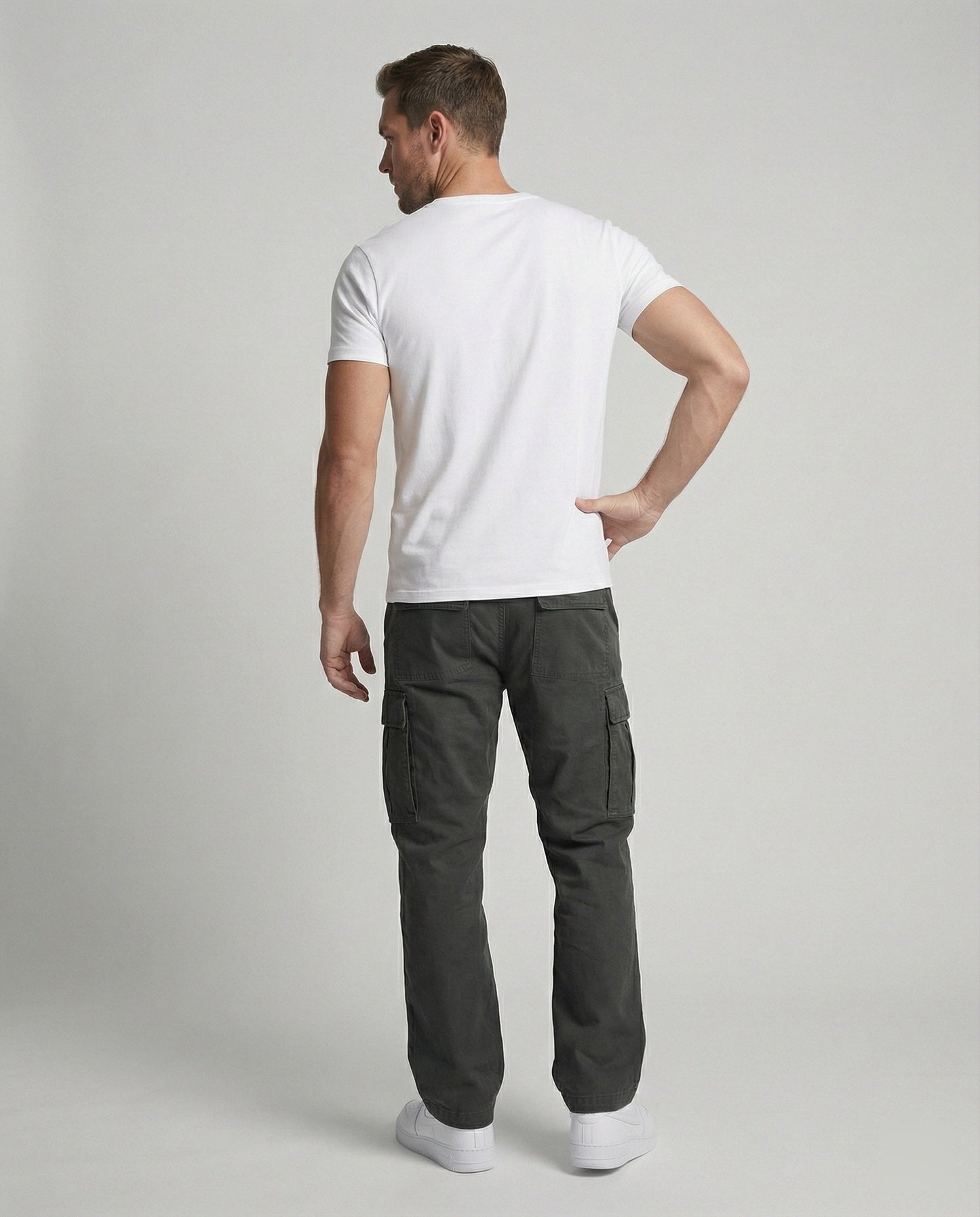 Pantaloni Cargo Uomo Estivi Tessuto Flessibile Slim