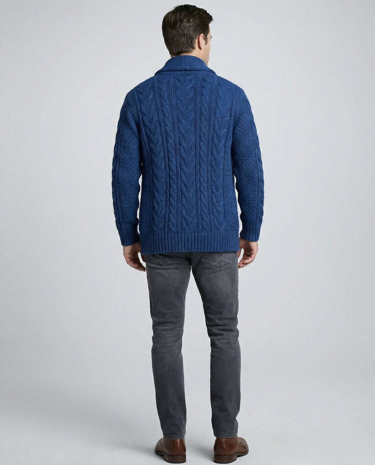 Cardigan Uomo Maglia Lavorata a Treccia Caldo