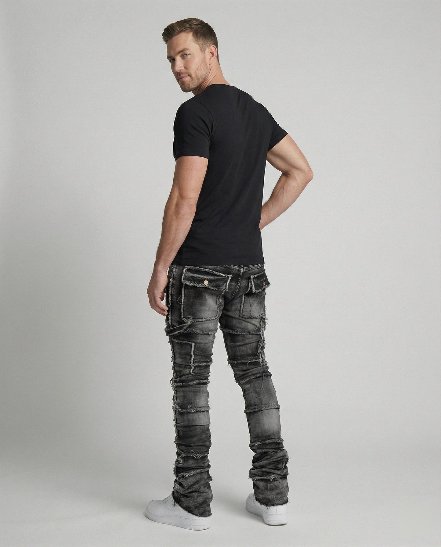 Jeans Uomo Slim Fit con Tasche Cargo