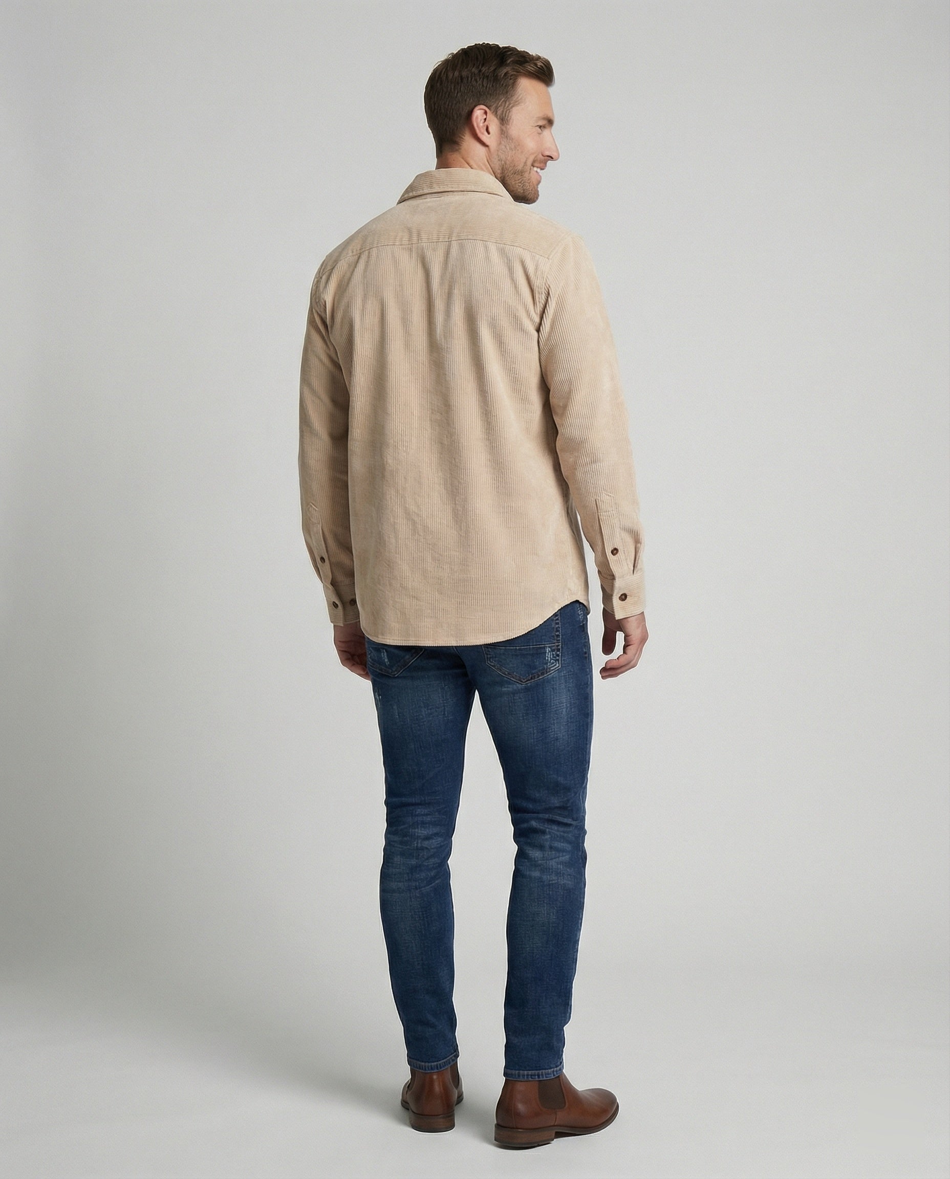 Camicia Uomo in Velluto con Taschino Sul Petto - Brentozzi