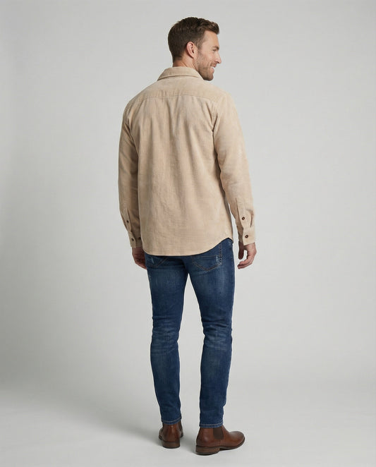 Camicia Uomo in Velluto con Taschino Sul Petto - Brentozzi