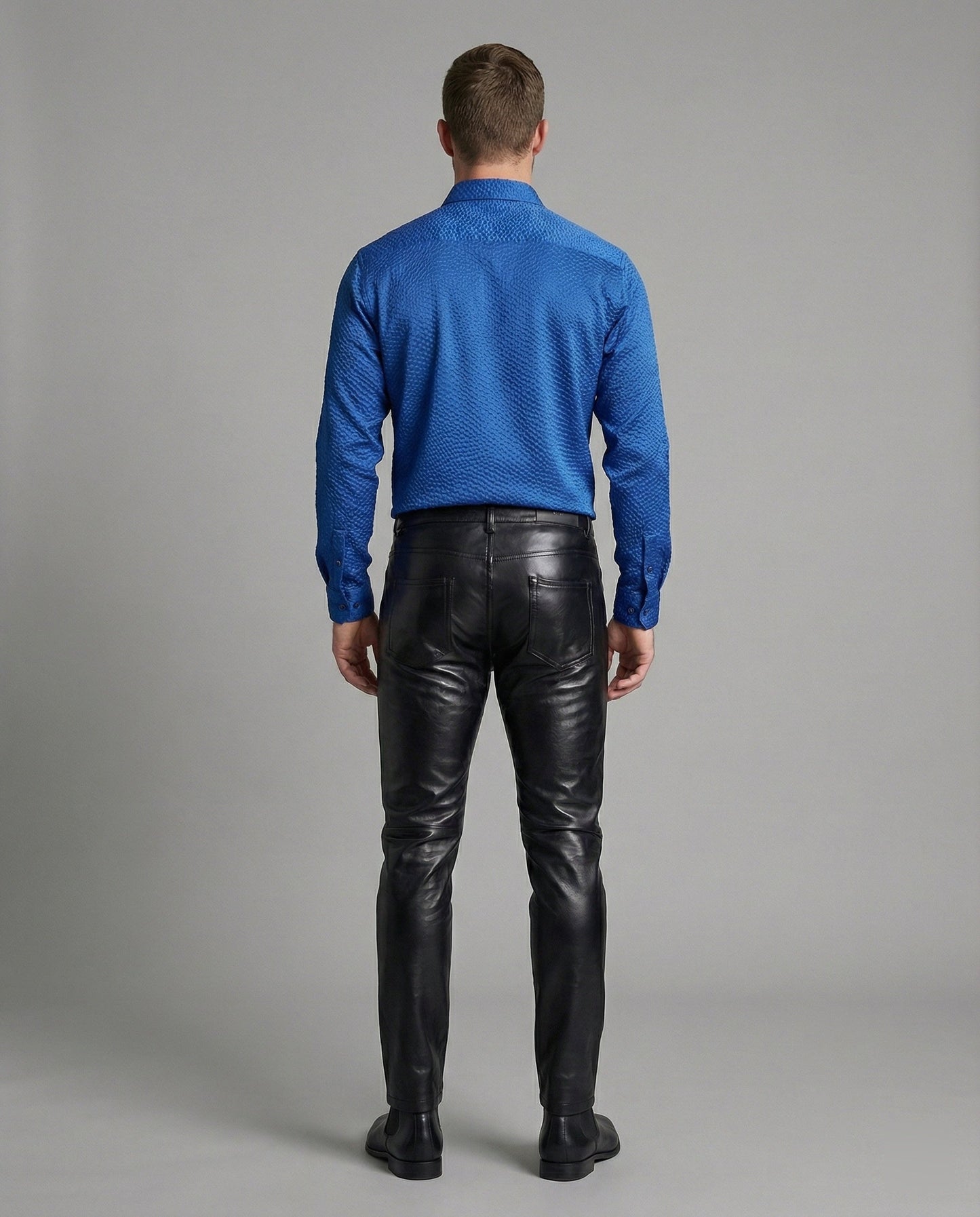 Pantaloni Uomo in Ecopelle Slim Fit con Cuciture Decorative