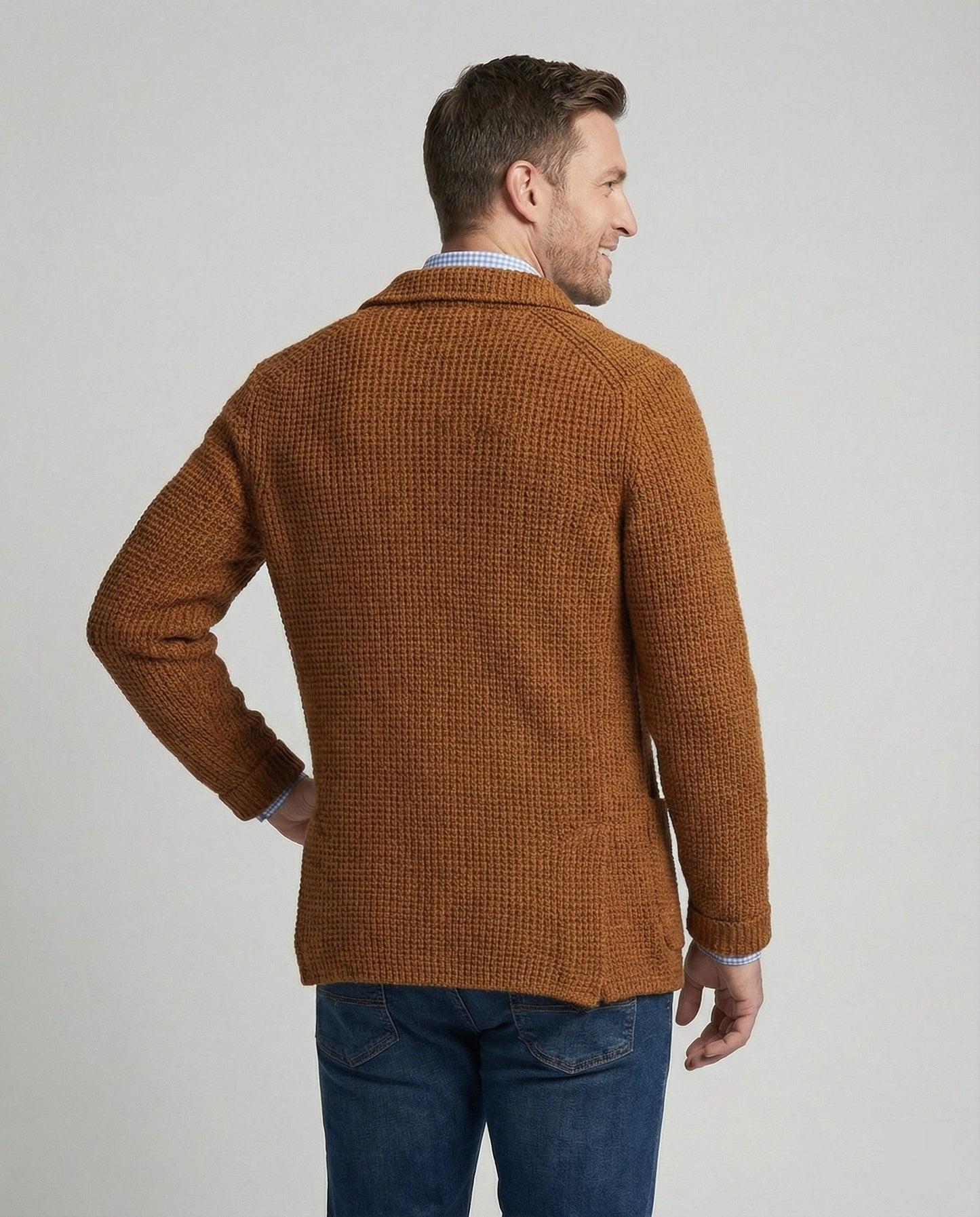 Blazer Uomo in Maglia con Colletto a Risvolto