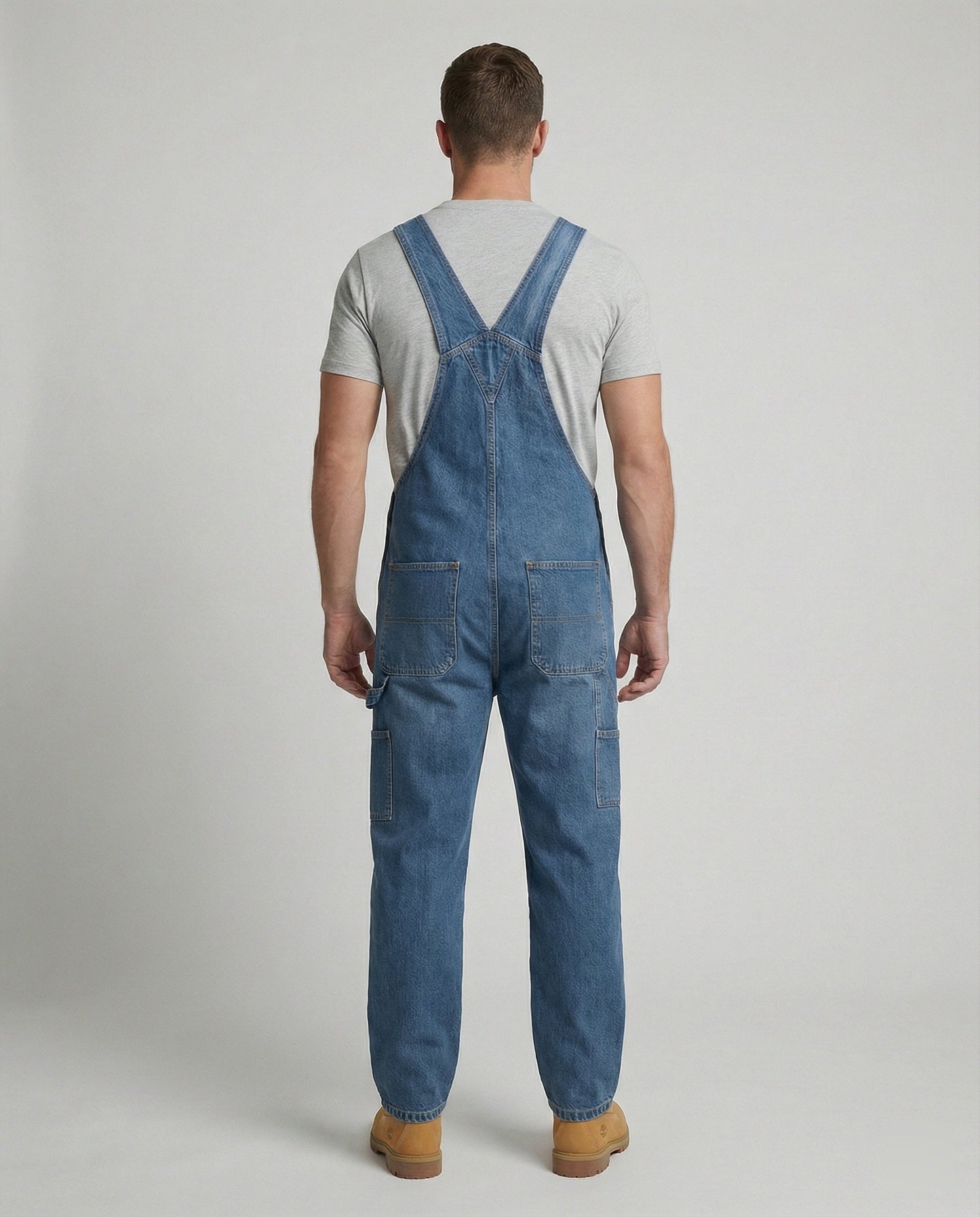 Pantaloni Salopette Uomo Jeans Taglio Largo