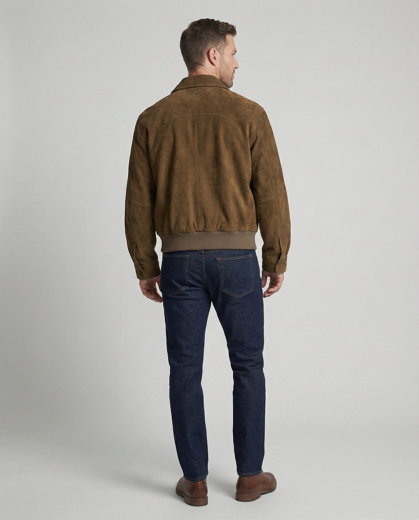 Bomber Uomo in Pelle Scamosciata Vestibilità Regular