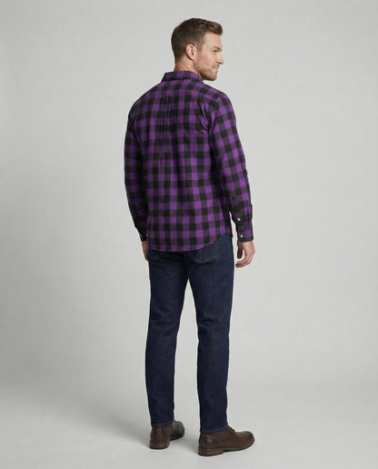 Camicia Uomo Flanella Quadri Vestibilità Comoda