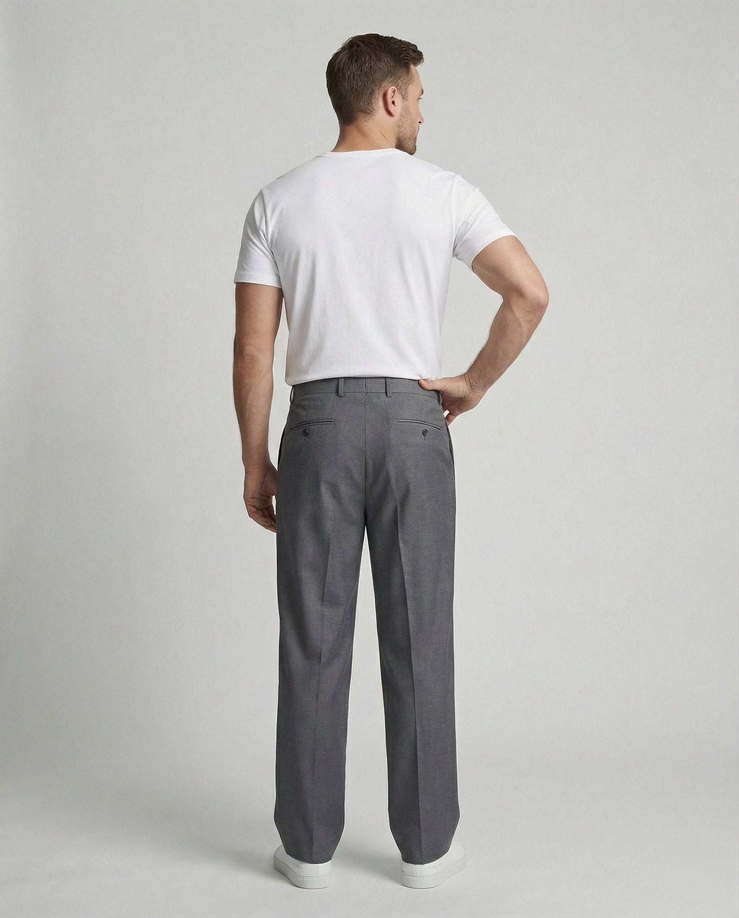Pantaloni Uomo con Pieghe Tessuto Morbido Taglio Largo