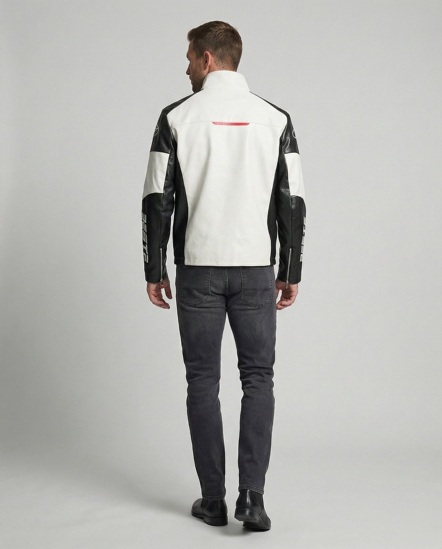 Giacca Biker Uomo in Ecopelle Stile Racing
