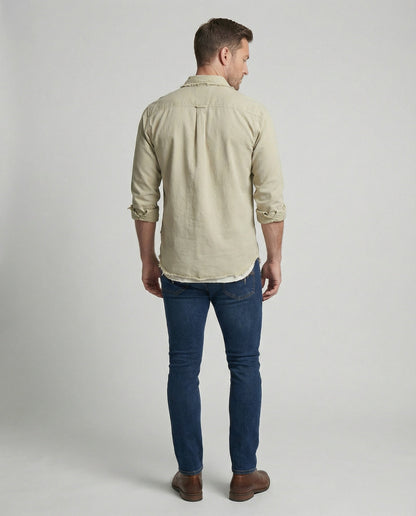 Camicia Uomo Casual Bottoni Fondo Asimmetrico