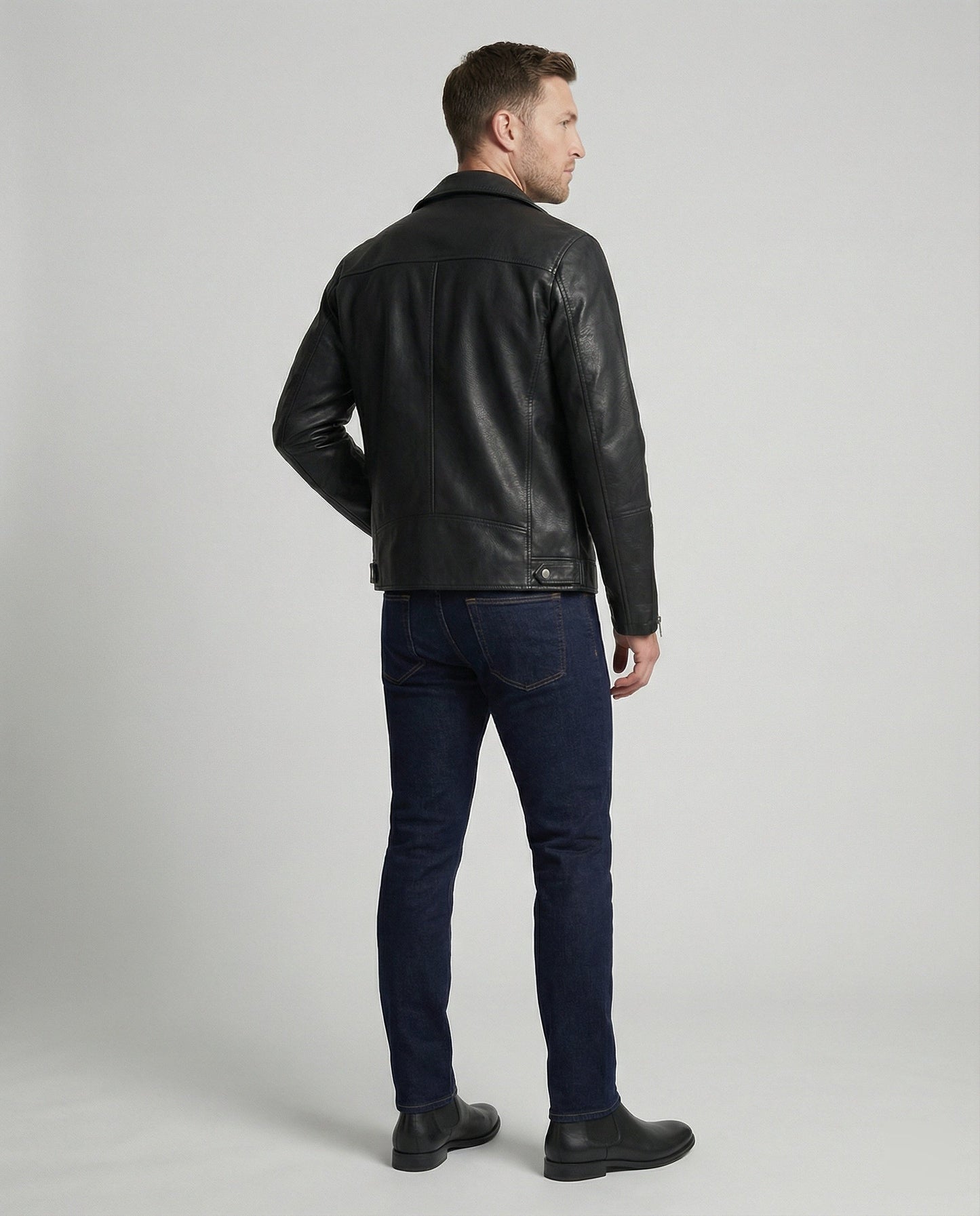 Giacca Moto Uomo in Pelle Nappa Slim