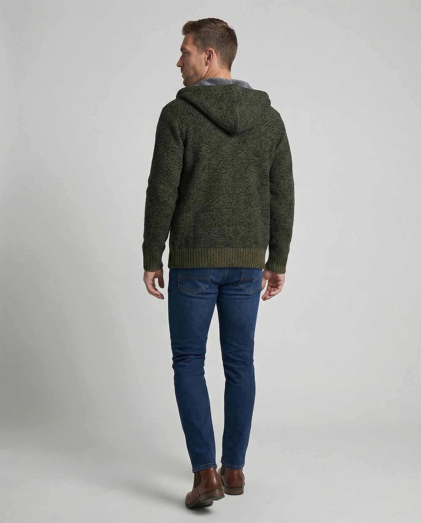 Cardigan Uomo in Maglia con Cappuccio Casual
