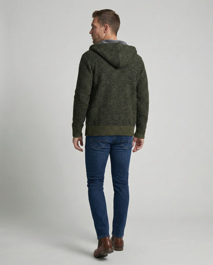 Cardigan Uomo in Maglia con Cappuccio Casual