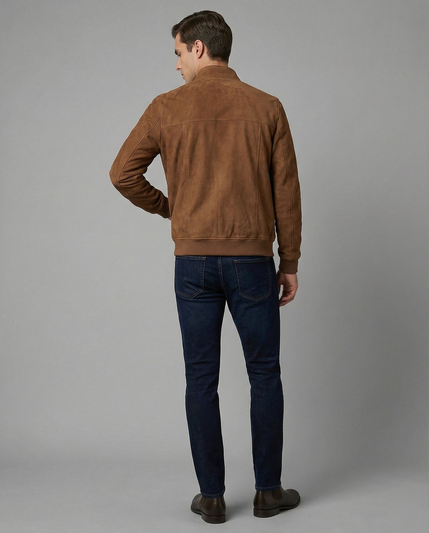 Giacca Bomber Uomo in Pelle Scamosciata Casual