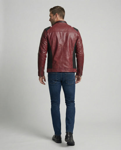 Giacca Uomo in Pelle Stile Biker Slim