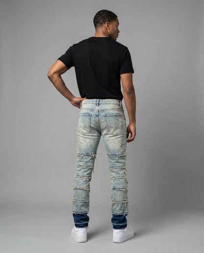 Jeans Uomo Slim Fit Effetto Usurato