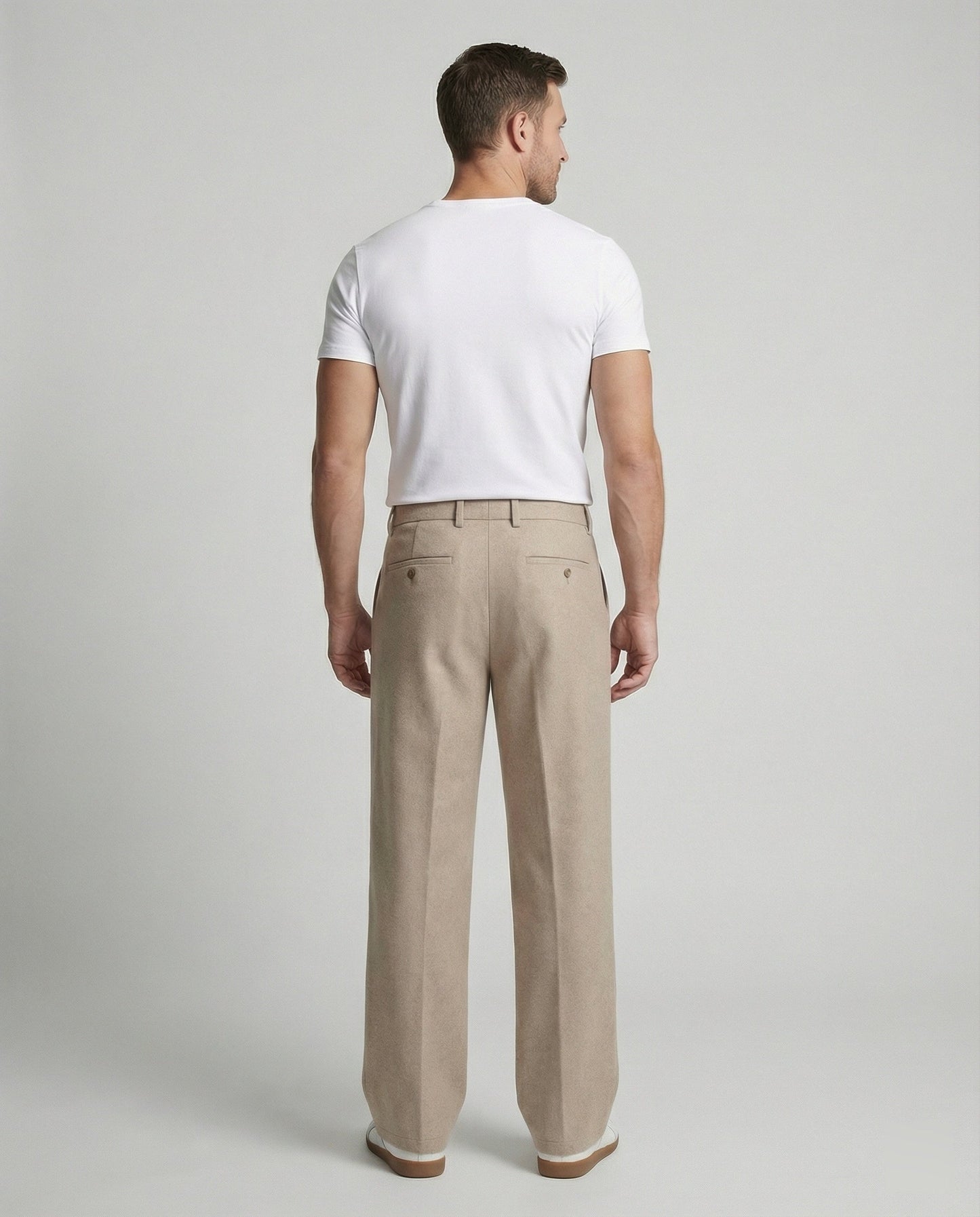 Pantaloni Uomo Stoffa Taglio Dritto Ampio