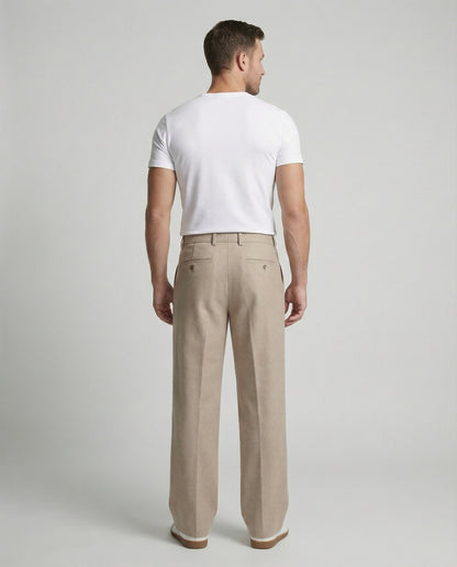 Pantaloni Uomo Stoffa Taglio Dritto Ampio