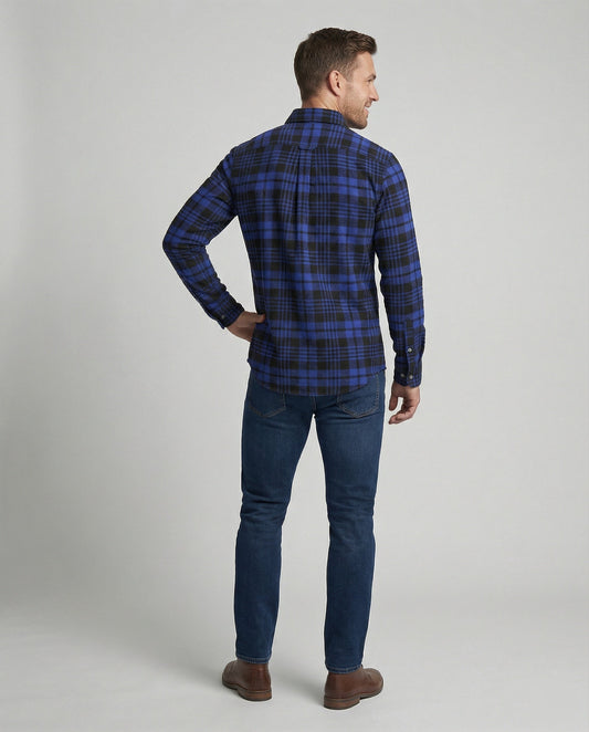 Camicia Uomo Manica Lunga Fantasia Quadri Collo Kent - Brentozzi