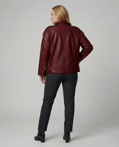 Giacca Biker Donna con Zip Dettagliata