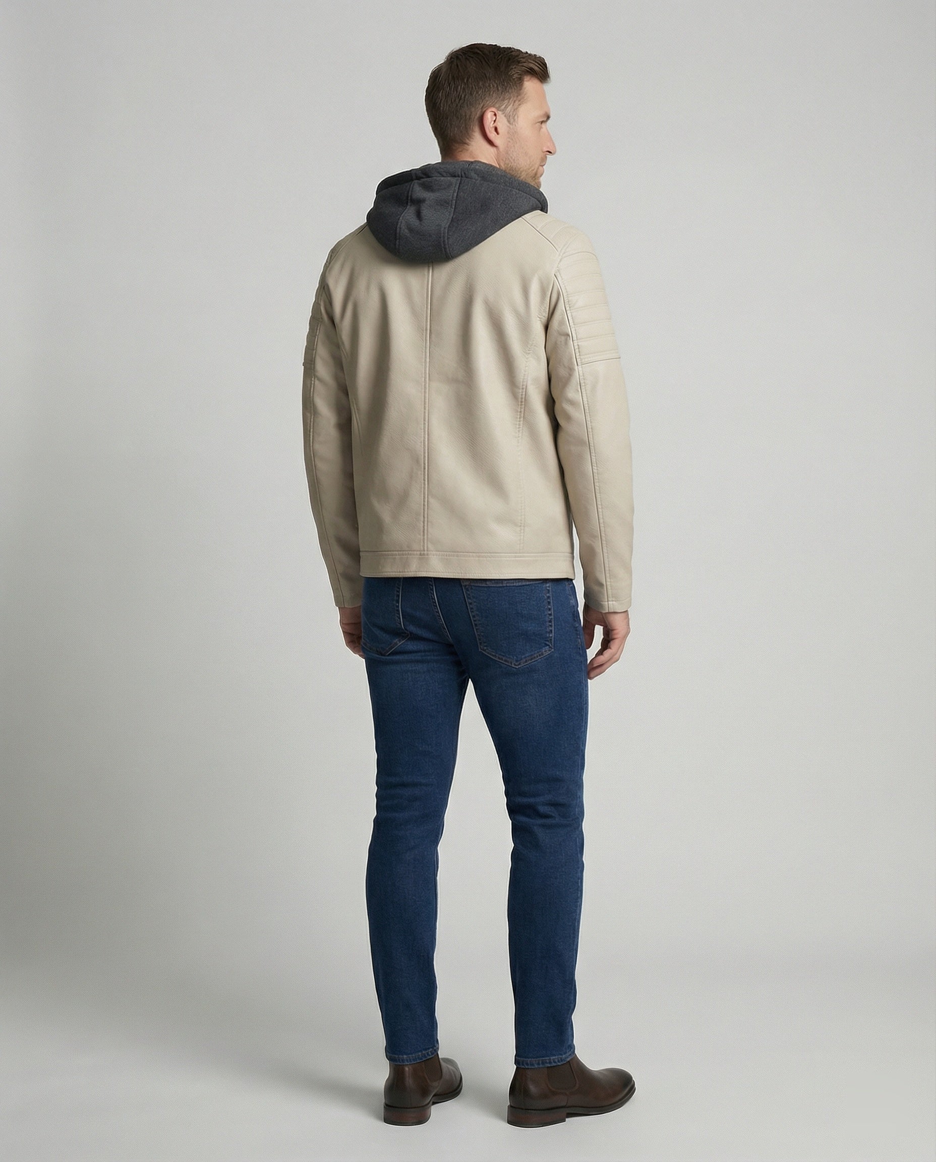 Giacca Uomo in Pelle con Cappuccio Integrato - Brentozzi
